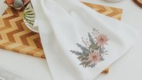 larkspur flower kitchen towels, July birth month flower gift for Mom, July birthday gifts for her, water lily bathroom hand towels for guest