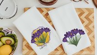 custom purple violet throw pillow for sofa, February birth flower gift for Mom, violet flower themed gift, floral kitchen towels, best gifts