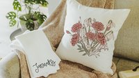 carnation flower throw pillow for couch, January birthday kitchen towels for Mom, snowdrop flower January birth flower gifts for friends