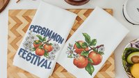 persimmon festival fruit kitchen towels for summer hand towels for bathroom, persimmon decor, Indiana gifts, persimmon botanical kitchen
