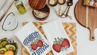 strawberry kitchen towel for mom, berry good time strawberry festival summer vibes fruit kitchen decor, cute hand towels for bathroom, best