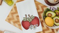 strawberry kitchen towel for mom, berry good time strawberry festival summer vibes fruit kitchen decor, cute hand towels for bathroom, best