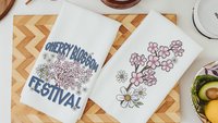 cherry blossom festival Sakura kitchen towels for summer hand towels for bathroom, Japanese aesthetic floral kitchen decor, Washington DC