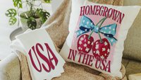 home grown cherry vibes throw pillows for porch swing, USA kitchen towel for Mom, 4th of July Americana pillow covers 18x18, patriotic gifts