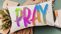 pray pillow for chair, neon decor, trendy decorative throw pillows best sellers, bright Christian lumbar pillow for bed, prayer warrior gift