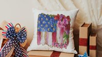 watercolor American flag throw pillow for porch swing, floral kitchen towels, 4th of July decor patriotic gifts for women, military wife
