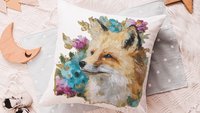 watercolor fox throw pillow for dorm, floral fox bedroom decor, fox gifts for women, whimsical woodland nursery decor, college gifts for