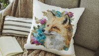 watercolor fox throw pillow for dorm, floral fox kitchen towels, college apartment decor, fox gifts for women, college gifts for girls, best