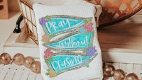 pray without ceasing tea towel for friend, scripture throw pillow for bed, 1 Thessalonians 5:17 Bible verse kitchen decor, Christian gifts