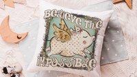 flying pig throw pillows for kids, believe the impossible inspirational gifts for girls, encouraging classroom decor, cute pig gifts for her