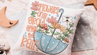 after the rain inspirational decorative pillows for girls, reading nook decor, floral throw pillow covers 18 x 18, wildflower nursery decor
