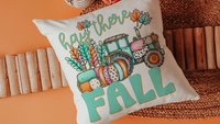 farm tractor hay there fall accent pillows for sofa, fall style gift, pink pumpkin kitchen towels, fall host gift, turquoise fall decor best