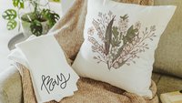 lily of the valley throw pillows for couch floral kitchen towels for Spring, best gifts for her, May birthday gifts for mom, white hawthorn
