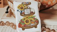 hello fall kitchen towels, fall host gift, sunflower kitchen decor, autumn kitchen hand towels, fall style gift, sunflower gifts for friend