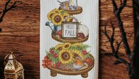 hello fall kitchen towels, fall host gift, sunflower kitchen decor, autumn kitchen hand towels, fall style gift, sunflower gifts for friend