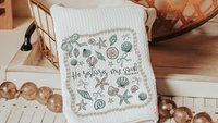 he restores my soul Psalm 23:3 Bible verse throw pillows for bed, Christian gifts for best friends, seashell coquette kitchen towels, beach