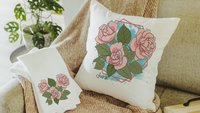custom June birth flower throw pillow for sofa, rose kitchen towel, June birthday gifts for her, botanical throw pillow covers 18 x 18, best