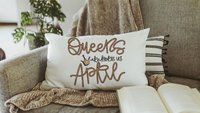 queens are born in April fun throw pillows for bed, cute lumbar pillow for living room, April birthday gifts for sister, college gifts for