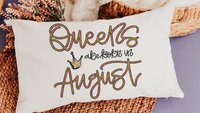 queens are born in August fun throw pillows for dorm, cute lumbar pillow for bed, August birthday gifts for her, Leo gifts women, bff gifts
