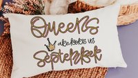 queens are born in September lumbar pillow for girls, September birthday gifts for her, college dorm pillows, fun throw pillows for bed
