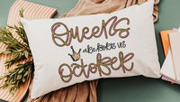 queens are born in October girly throw pillows for bed, cute lumbar pillow for living room, October birthday gifts for her, college gifts