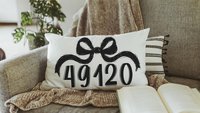 personalized Carolina blue school spirit coquette throw pillow for dorm, college gifts for her, custom zip code pillow, college apartment
