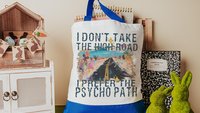 why take the high road funny tote bag unique gifts for best friends, I prefer the psychopath sarcastic gifts for coworkers, snarky tote for