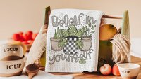 beleaf in yourself inspirational throw pillows for couch funny plant lover gifts, monstera plant kitchen towel for women, plant mom gifts