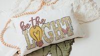 be the light inspirational Christian lumbar pillow covers 12 x 20, Matthew 5:14 Bible verse throw pillows for girls room, scripture gift for