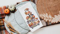 spooky cute ghost Halloween kitchen towels, whimsical fall host gift, boo basket stuffers for adults, not so scary Halloween fall style gift