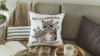 my flabbers have been gasted funny throw pillows for couch, cute but feral raccoon gift for women, college dorm decor for girls, snarky