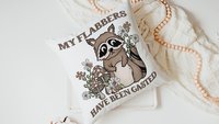 my flabbers have been gasted funny throw pillows for couch, cute but feral raccoon gift for women, college dorm decor for girls, snarky