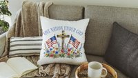 one nation under God American flag decorative pillows for couch, 4th of July wildflower throw pillow home decor, patriotic gifts for women