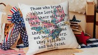 they will soar on wings like eagles scripture throw pillows for couch, Isaiah 40:31 Bible verse gifts for men, Christian patriotic decor for