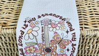 the Lord is my strength scripture kitchen towels, Christian kitchen decor, Psalm 118:14 Bible verse gifts for girlfriend, butterfly gifts
