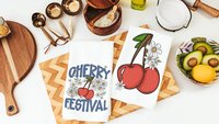 cherry festival fruit kitchen towels for summer hand towels for bathroom, cherry kitchen decor, Michigan gifts for adults, trendy kitchen
