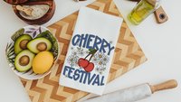 cherry festival fruit kitchen towels for summer hand towels for bathroom, cherry kitchen decor, Michigan gifts for adults, trendy kitchen
