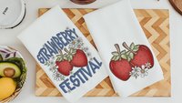 strawberry kitchen towel for mom, berry good time strawberry festival summer vibes fruit kitchen decor, cute hand towels for bathroom, best