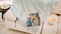 watercolor fox throw blanket for armchair, cozy gifts for sister, college dorm decor for girls, fox gifts for women, snuggle blanket 50x60