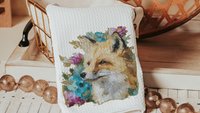 watercolor fox throw pillow for dorm, floral fox kitchen towels, college apartment decor, fox gifts for women, college gifts for girls, best