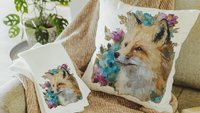 watercolor fox throw pillow for dorm, floral fox kitchen towels, college apartment decor, fox gifts for women, college gifts for girls, best