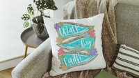 walk by faith scripture throw pillow for couch, 2 Corinthians 5:7 Bible verse kitchen decor, Christian gifts for women sisters in Christ