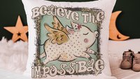 flying pig throw pillows for kids, believe the impossible inspirational gifts for girls, encouraging classroom decor, cute pig gifts for her