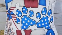 paw print party in the USA throw pillows for couch, dog mom gift, red white and blue 4th of July decor front porch pillows, patriotic gifts