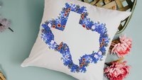 floral Texas throw pillow for sofa, Texas state flower bluebonnet gifts for women, moving to Texas gifts for her, Texas wildflower pillow
