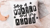 say a prayer inspirational throw pillows for kids, try again never give up motivational decor, Christian baby gifts, gender neutral nursery