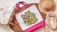 personalized kelly green cheer tote bag for school, cheerleader gifts for girls, initial tote bag for teen girls, back to school gifts for