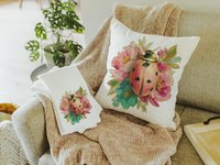 Watercolor Ladybug Throw Pillow