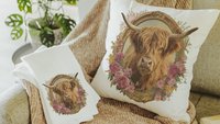 shaggy cow kitchen towels for Christmas gifts for neighbors, highland cow kitchen decor, floral cow gifts for cow lovers, secret Santa gifts