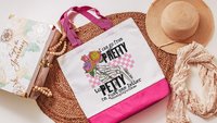 pretty to petty funny tote bag unique gifts for sisters, don't play with me sarcastic gifts for coworkers, trendy tote bags for women, best